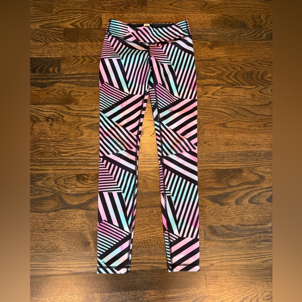 Ivivva Geometric Pink and Blue Kids Leggings